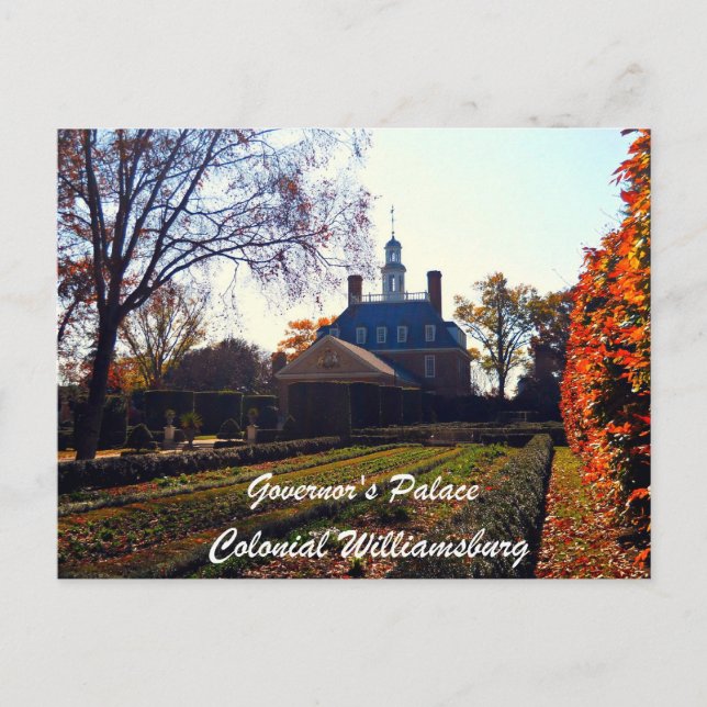 Postal Palacio del Gobernador, Colonial Williamsburg (Anverso)