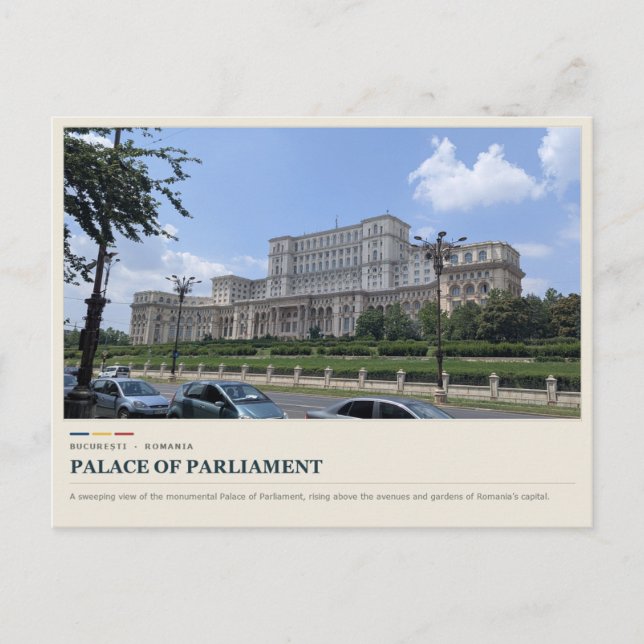 Postal Palacio del Parlamento de Bucarest (Anverso)