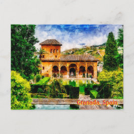 Postal Palacio del Partal, Alhambra, Granada, España.