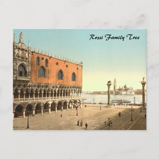 Postal Palacio Ducal y Piazzetta, Venecia, Italia (Anverso)