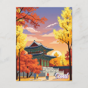 Postal Palacio en otoño de Seúl Corea del Sur