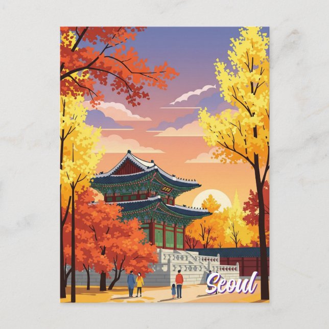 Postal Palacio en otoño de Seúl Corea del Sur (Anverso)