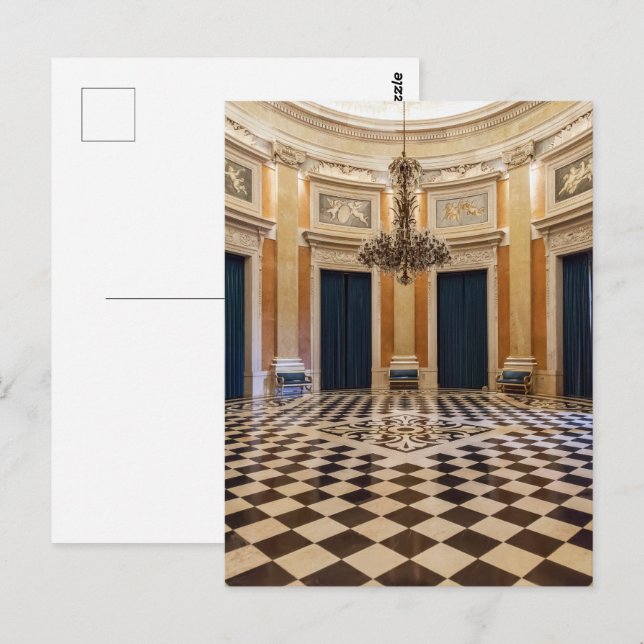 Postal Palacio Real Ajuda. Sala dos Archeiros Hall Lisboa (Anverso / Reverso)