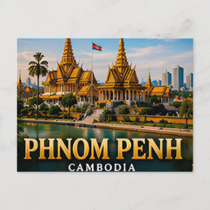Postal Palacio Real de Phnom Penh y Belleza del Río Mekon