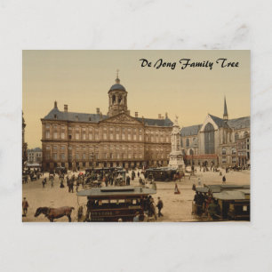 Postal Palacio Real y Nueva Iglesia, Ámsterdam, Países Ba