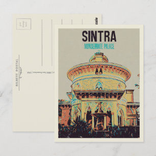 Postal Palacio Sintra Monserrate ilustracion Portugal