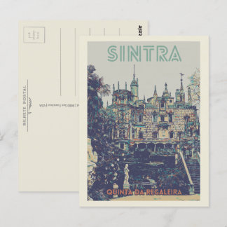 Postal Palacio Sintra Regaleira ilustracion Portugal