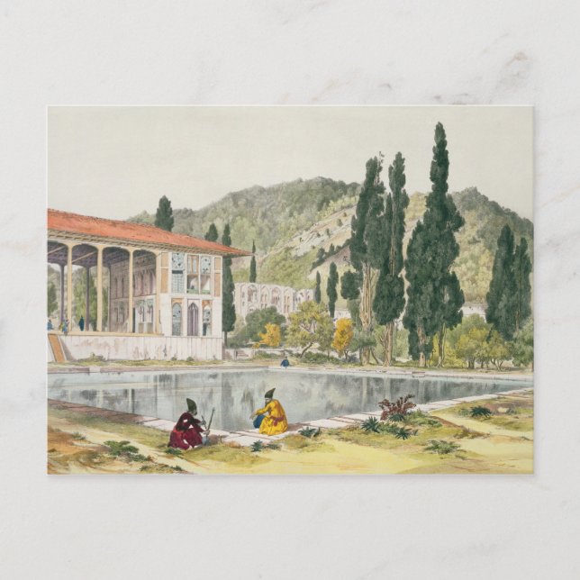 Postal Palacio y jardines de Ashref, Persia, plato 80 (Anverso)