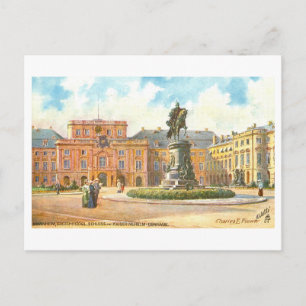 Postal Palacio y monumento vintage, Mannheim, Alemania