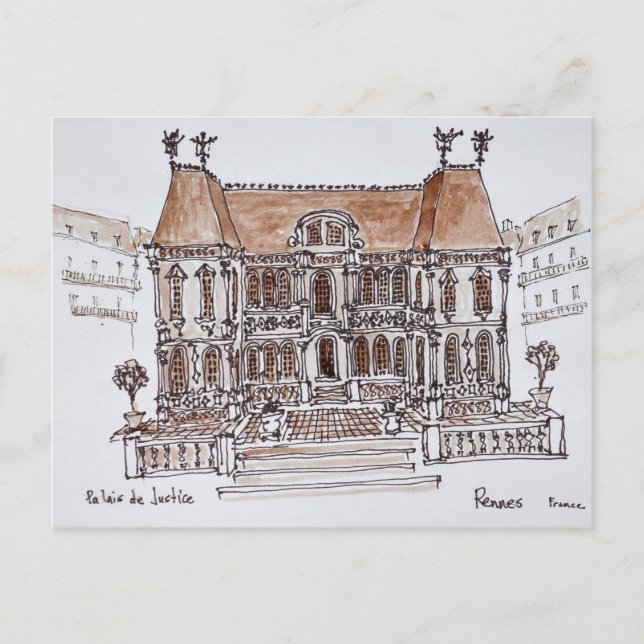 Postal Palais de Justice Tribunal | Rennes, Bretaña (Anverso)