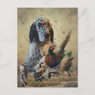 Postal Palangrería inglesa con faisanes, arte