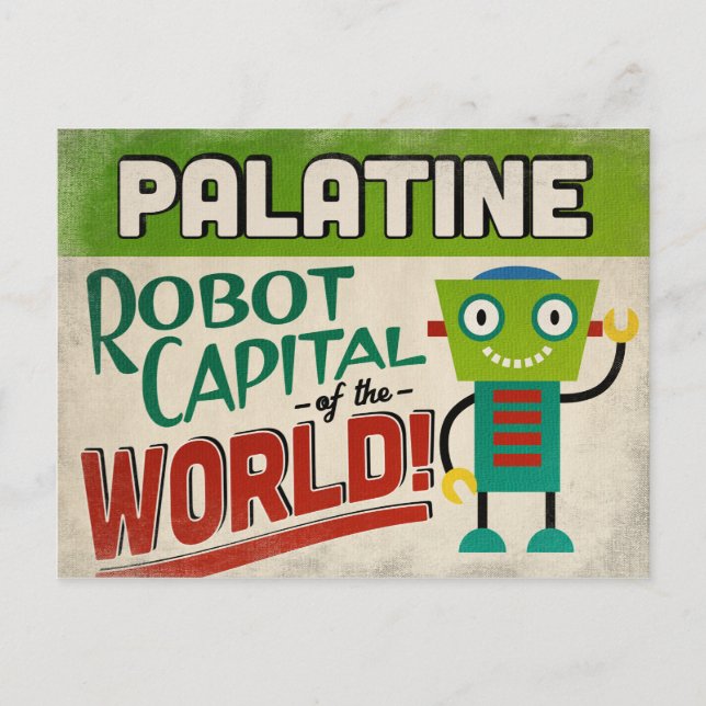 Postal Palatine Illinois Robot - Gracioso Vintage (Anverso)