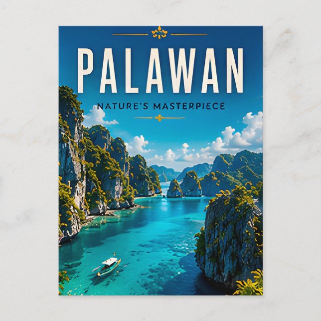 Postal 🏝️ Palawan Filipinas Decoración de Laguna 🌊 (Anverso)