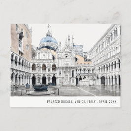 Postal Palazzo Ducale Venecia Italia Acuarela Viaje
