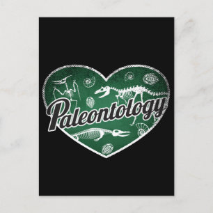 Postal Paleontología Retro Heart Blackboard Love