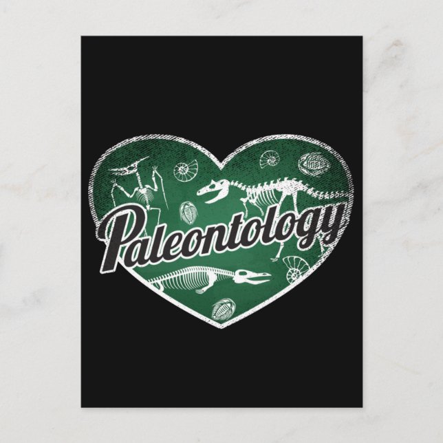 Postal Paleontología Retro Heart Blackboard Love (Anverso)