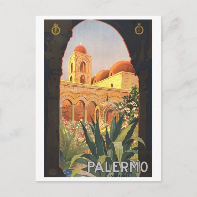 Postal Palermo Italia Vintage Travel Poster Postcard (Anverso)