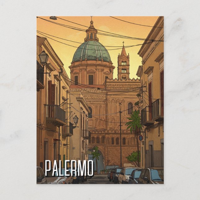 Postal Palermo Sicilia Italia Viaje (Anverso)