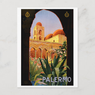 Postal Palermo, Sicilia, Italia, viajes antiguos