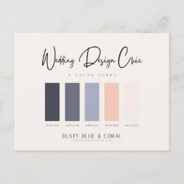 Postal Paleta de color de coral azul turbio con códigos h
