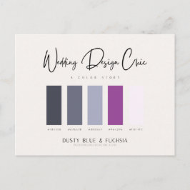 Postal Paleta de colores de la fucsia azul turbia con cód