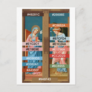 Postal Paleta de colores para La Anunciación por F. Lippi
