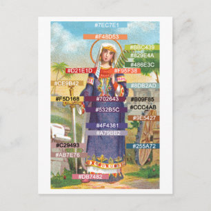 Postal Paleta de colores para Sta. Catalina con vestido e
