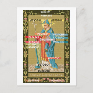 Postal Paleta de colores-San Tomás Becket-Espada en Mitra
