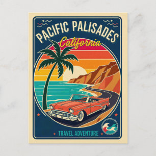 Postal Palisades del Pacífico CA Retro Viajes Años 50