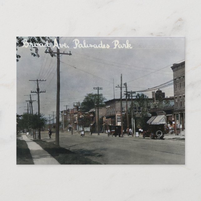 Postal Palisades Park NJ Broad Ave 1920 (Anverso)