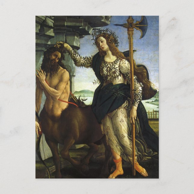 Postal Pallas (Minerva) y Centaur de Sandro Botticelli (Anverso)