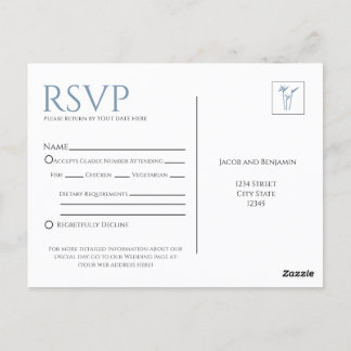 Postal Palm azul RSVP Postcard Insert