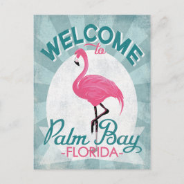 Postal Palm Bay Florida Pink Flamingo Retro