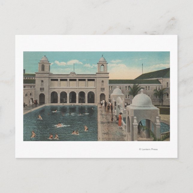 Postal Palm Beach, FL - Vista al aire libre de la piscina (Anverso)
