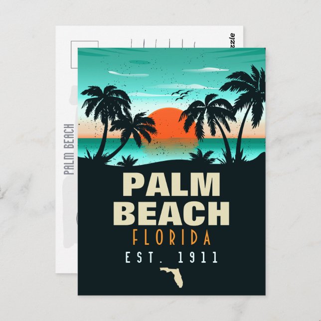 Postal Palm Beach Florida Retro Sunset Souvenirs 60 (Anverso / Reverso)