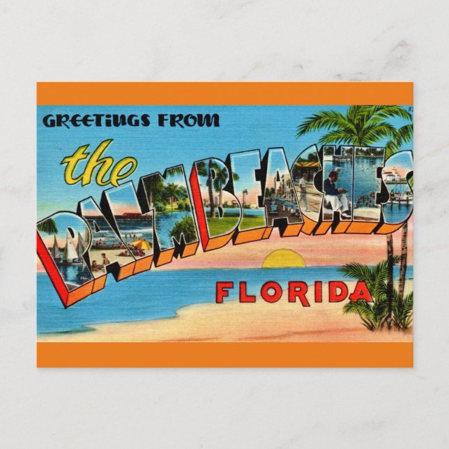 Postal Palm Beaches Florida vintage (Anverso)