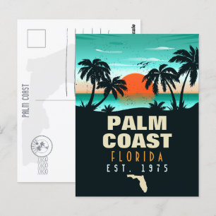 Postal Palm Coast Florida Flagler Vintage Retro Sunset 80