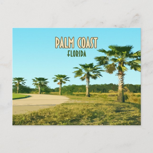 Postal Palm Coast Florida Palm Trees Vintage (Anverso)