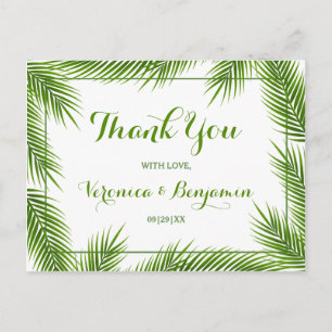 Postal Palm Leaves Tropical Beach Wedding Gracias