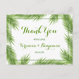 Postal Palm Leaves Tropical Beach Wedding Gracias