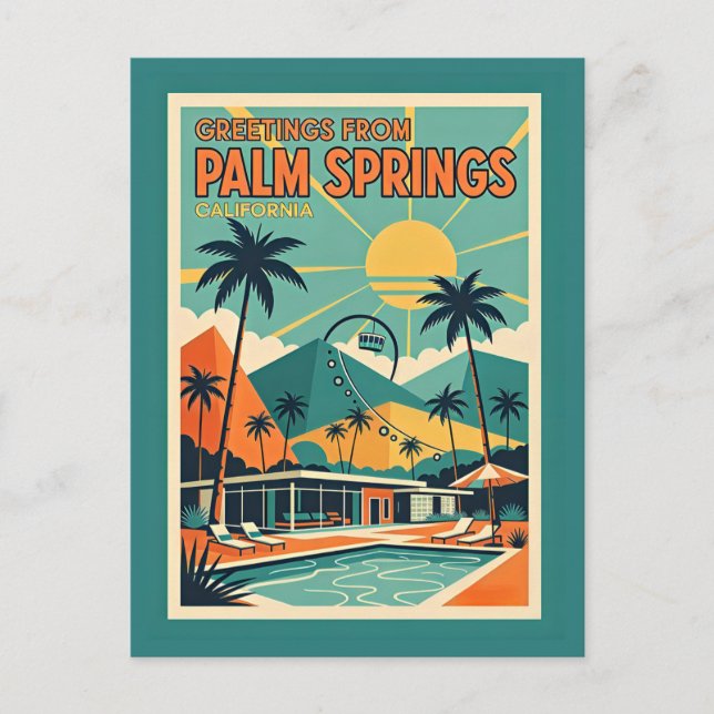 Postal Palm Springs CA Moderno de mediados de siglo (Anverso)