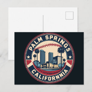 Postal Palm Springs California Ciudad del Béisbol Silueta