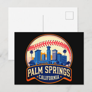 Postal Palm Springs California Ciudad del Béisbol Silueta