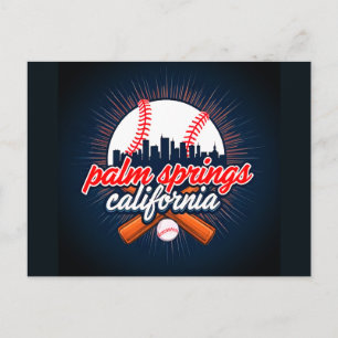 Postal Palm Springs California Ciudad del Béisbol Silueta