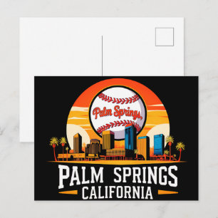 Postal Palm Springs California Ciudad del Béisbol Silueta