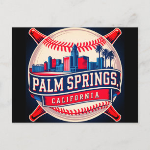 Postal Palm Springs California Ciudad del Béisbol Silueta
