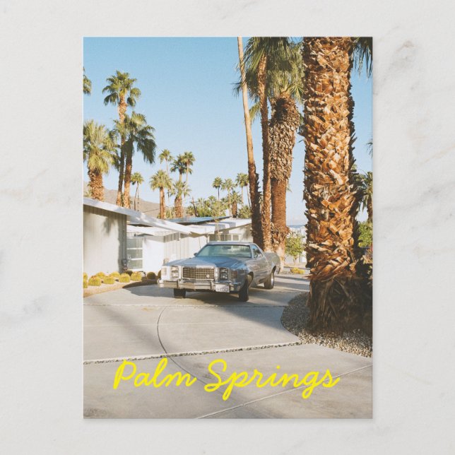 Postal Palm Springs California Classic Car and Palm Trees (Anverso)