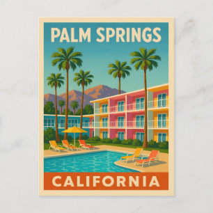 Postal Palm Springs California Motel Retro Vintage Travel