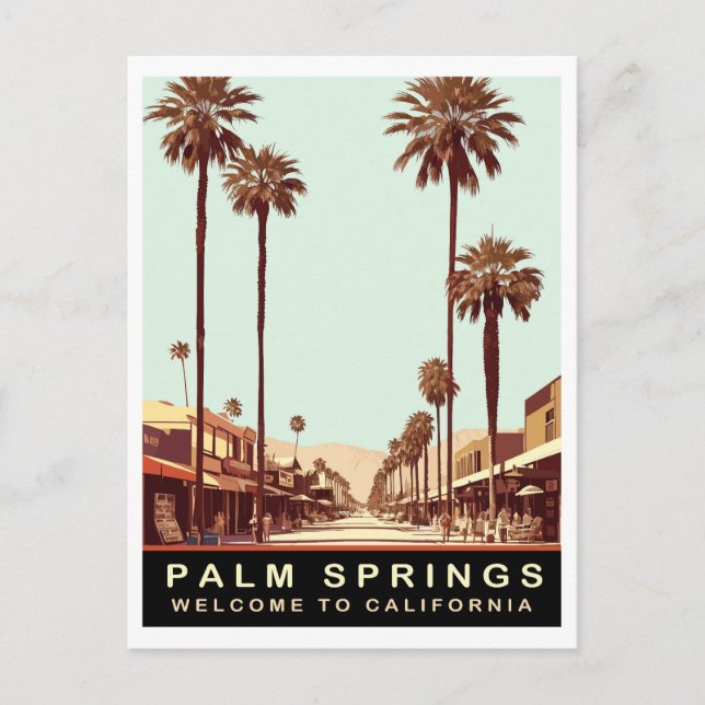 Postal Palm Springs, California, Viajes de época (Anverso)