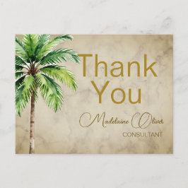 Postal Palm Tree Acuarela Tropical Gracias 